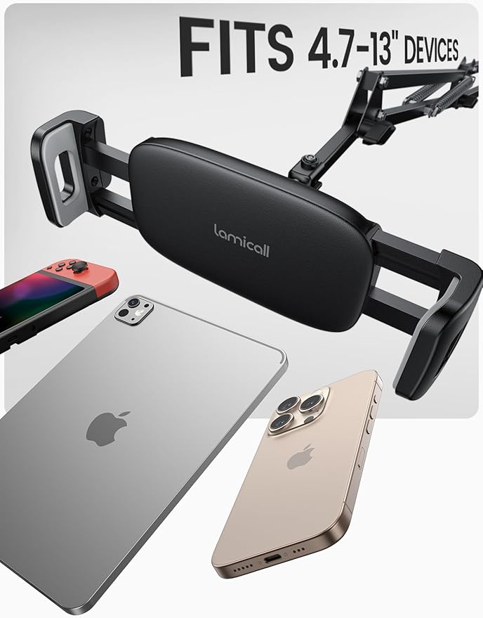 Lamicall Kindle Stand Tablet Holder - 55" Height Adjustable, Flexible Arm, Heavy Base Tablet Mount, Kindle Accessories, Universal Multi Angle Bed Phone Mount for 4.7-13" iPad Pro Air, Tabs, E-Readers