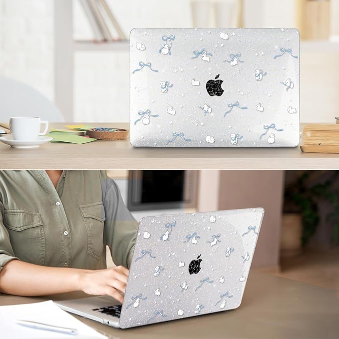 HOHAIYOO for 2026 2025 2024-2022 MacBook Air 13 inch Case M5 A3449 M4 A3240 M3 A3113 M2 A2681 with Touch ID& 13.6" Liquid Retina Display, Hard Shell&Keyboard Cover&Screen Film&Webcam Cover, Bunny-B