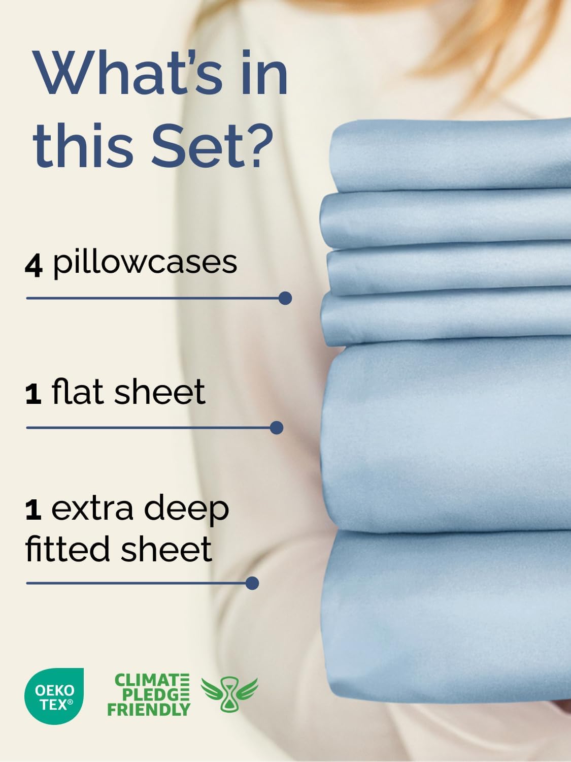 Skiennix Extra Deep Cal King Sheet Set - 6 Piece Breathable Cooling Bedding - Soft Wrinkle-Free Sky Blue