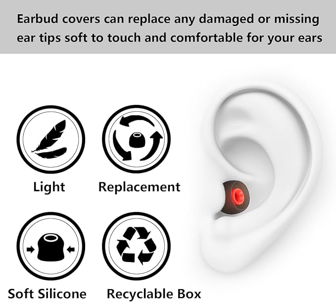 MMYQXI 54 PCS Silicone Replacement Earbud Tips Earbud Cap Eartips Fit for in-Ear Earbuds(Inner Hole 3.8mm -5.1mm) Headphones Earbud Rubber Tips S M L