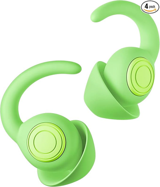 LIMEHO Ear Plugs for Sleeping - Noise Reduction Soft Silicone Earplugs, 2 Pairs Reusable Hearing Protection Earplugs for Noise Sensitivity, Sleep,Travel,Sound Reduction Noise Cancelling - Green