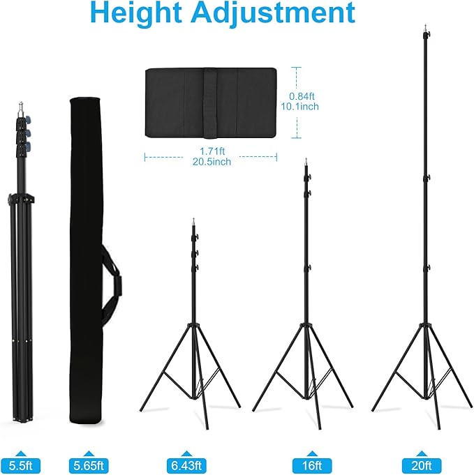 20FT Heavy Duty Air-Cushioned Tripod Stand – Telescoping Aluminum Alloy Light Stand for Overhead Photography, Sports & Studio (6M)