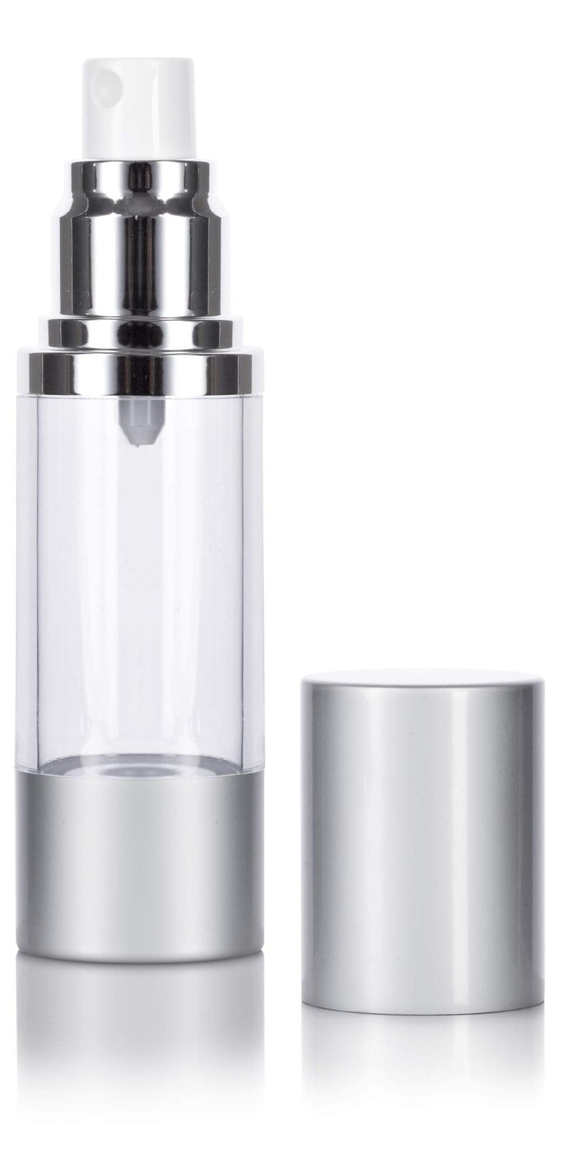 JUVITUS (12 Pack) 1 oz Airless Silver Matte Plastic Spray Bottle