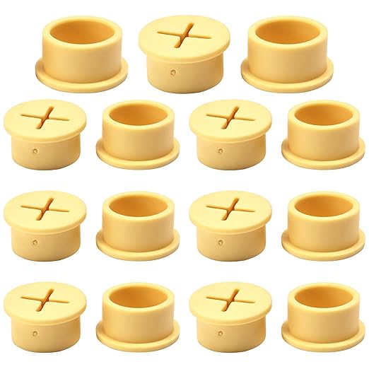 BOPOREAE Desk Grommet, 1 in 25 mm Silicone Rubber Grommets, Yellow Desk Hole Cover for Cables, Flexible Wall Cord Pass Through Grommet for Office Table Computer Home Furniture Wire Organizer-15 Pcs