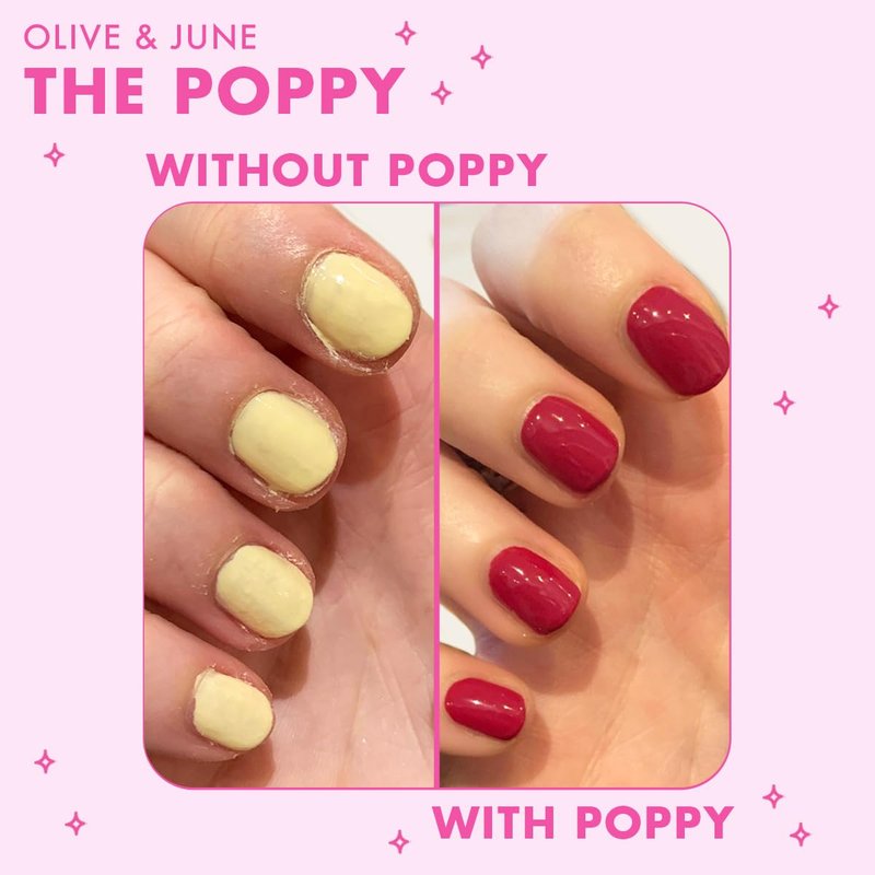 Olive & June - The Poppy Universal Nail Polish Bottle Handle | Paint with Both Hands | Ergonomic Grip for Neat, Easy, Steady At-Home Manicures | Soft Silicone | Fits Any Bottle | Patented Design