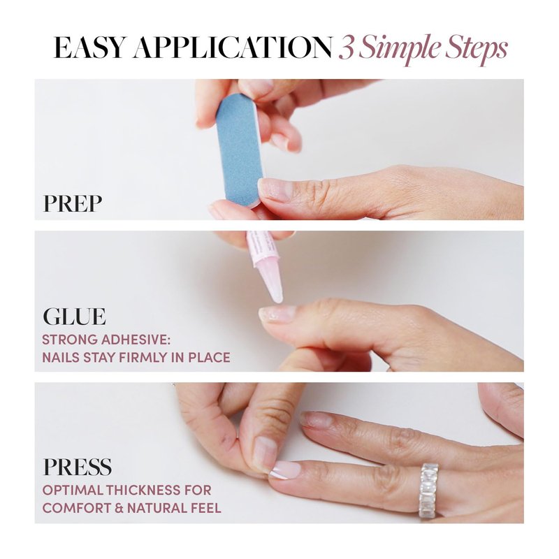 Glamnetic Press On Nails - Pure Hearted | Glossy, Semi-Transparent Short Almond Fake Nails with Heart Accents, Salon Quality | 15 Sizes - 30 Nail Kit with Glue