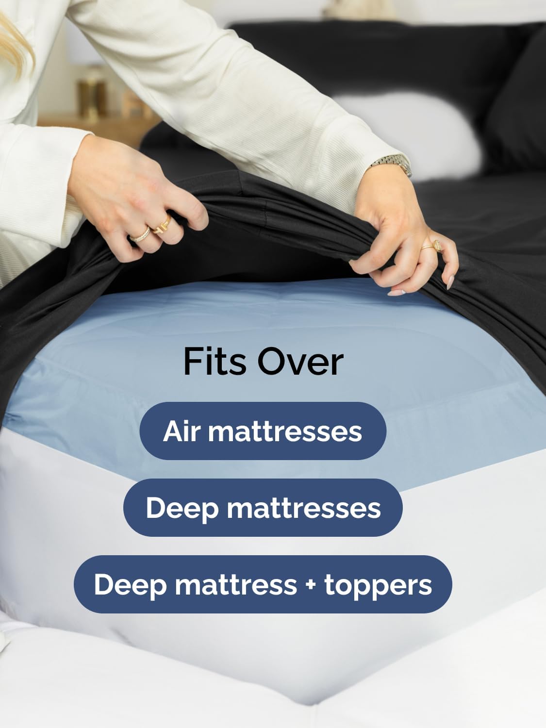 Skiennix Extra Deep Twin XL Sheet Set | 4-Piece Breathable Cooling Bedding - Soft, Wrinkle-Free, Black