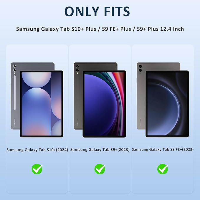Backlit Keyboard Case for Samsung Galaxy Tab S9+12.4" 2023, Model:SM-X810/X816B/X818U,Smart case with 7color Backlight Detachable Wireless Keyboard Cover with S Pen Holder