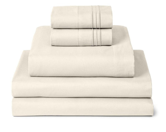 Mellanni Split King Sheets Set - 5 PC Iconic Collection Bedding - Hotel Luxury, Extra Soft, Cooling Bed Sheets - Wrinkle, Fade, Stain Resistant (Split King, Golden Ivory)
