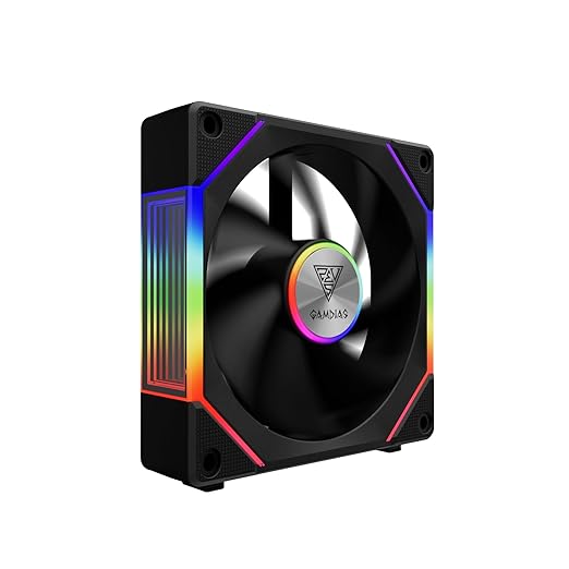 GAMDIAS ARGB Case Fan 120mm x1 & Reverse Blade x1, ARGB Motherboards Sync, Hassle-Free Cable Management with Cabless Daisy Chain Design, Quiet & 75CFM Airflow with 2400 RPM PWM RGB PC Fan, Aeolus P2