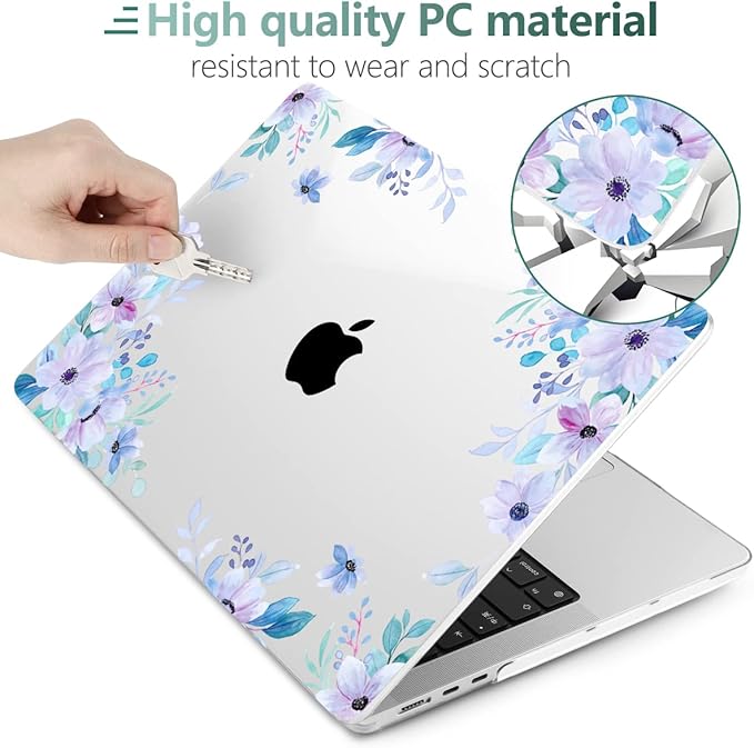 MEEgoodo Case for M5/M4/M3/M2 MacBook Air 13 inch 2026 2025 2024 2022, Fit Model A3449/A3240/A3113/A2681, Case Compatible with MacBook Air 13.6-inch, Soft Purple Floral