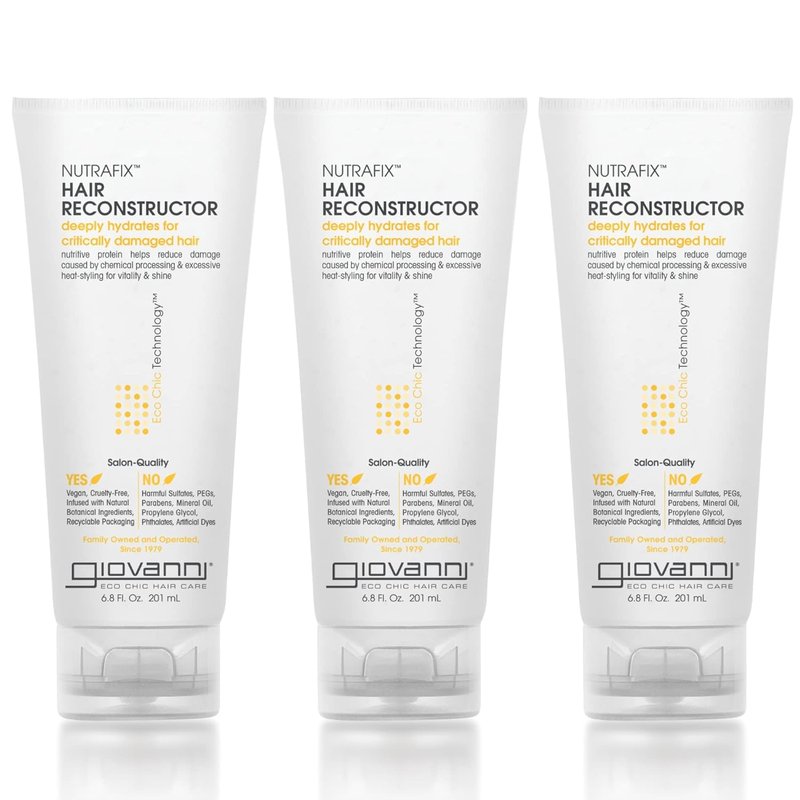 GIOVANNI Nutrafix Hair Reconstructor - Moisturizing Repair for Damaged Hair, Infused with Natural Botanical Ingredients, Encourages Thickness & Volume, Color Safe, Salon Quality - 6.8 oz (3 Pack)