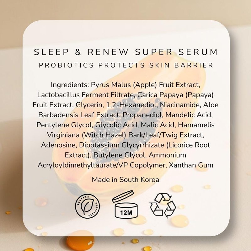 Emani Sleep And Renew Face Serum - Anti-Aging Hydrating Formula With Probiotics | 1.18 fl oz