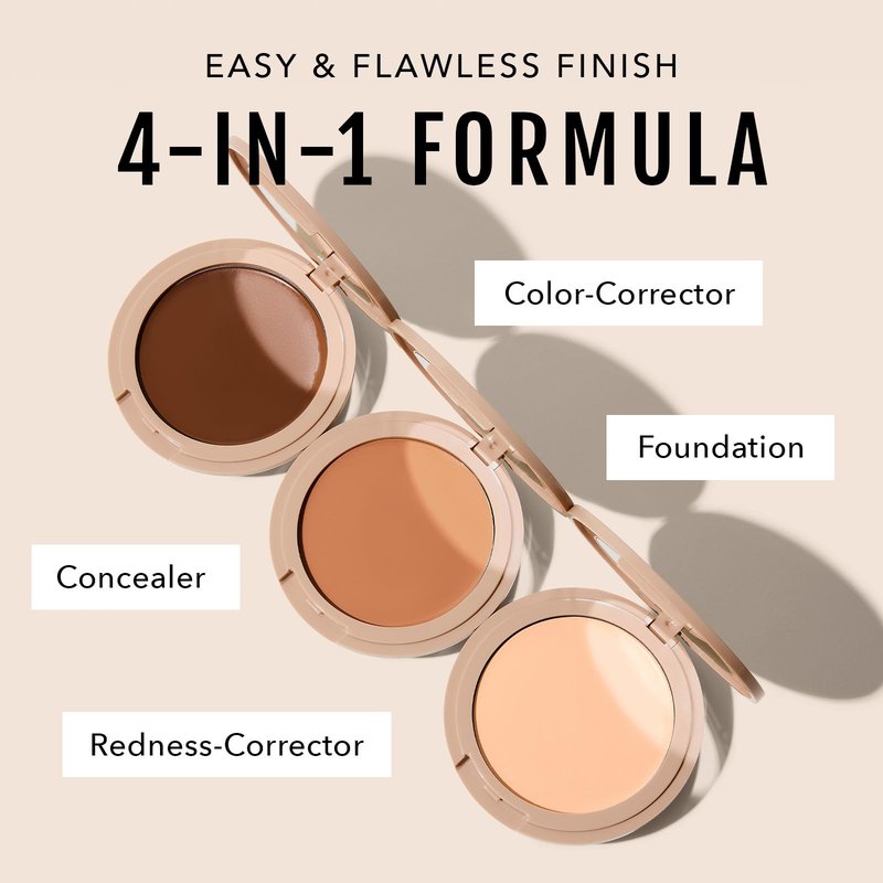 No Makeup Makeup Foundation + Brush Duo, Cream-Balm Formula Conceals, Corrects and Camouflages with Skin-Tone Adaptive Flexshade Technology, Buildable, Long-Lasting, Cruelty-Free, Vegan, Light