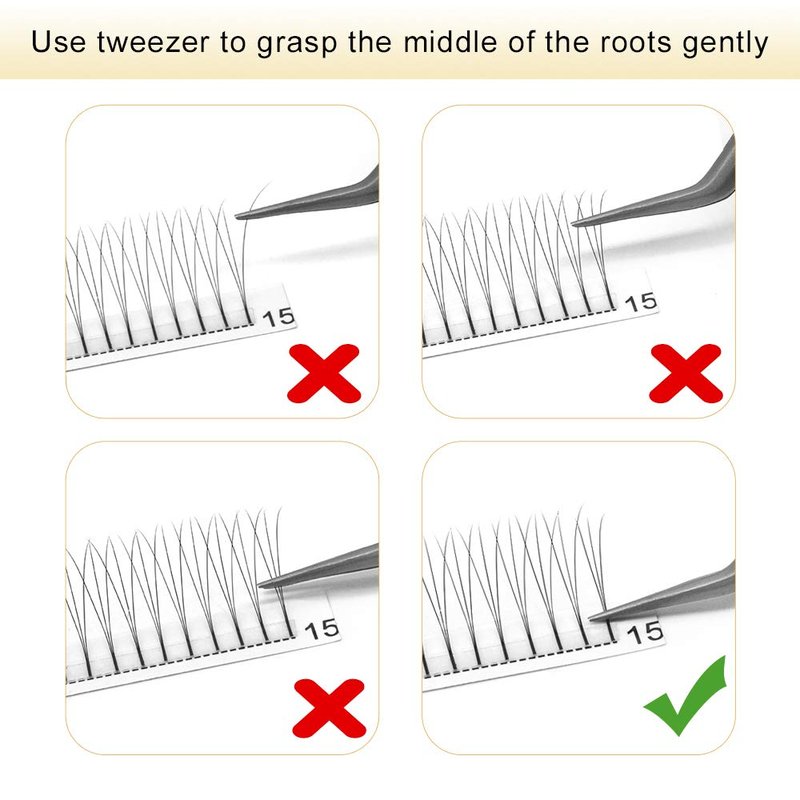 Premade Fans Eyelash Extensions 4D-C-0.10-16 Long Stem Premade Volume Eyelash Extensions .07 .10 Premade Volume Fans C D Curl(4D-C-0.10,16 mm)