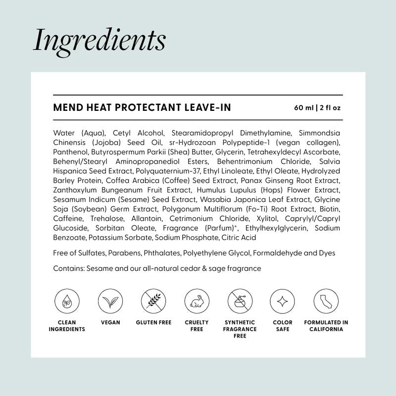 Arey Mend Heat Protectant Leave-In Conditioner | Detangles, Rehydrates, Strengthens and Protects Hair up to 450°F | Vegan, Cruelty-Free & Gluten-Free (2 Fl Oz)