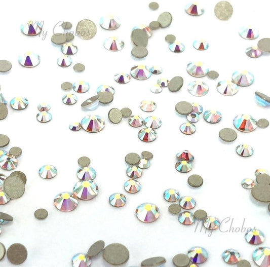 Crystal AB Rhinestones - Mixed Sizes Swarovski 2058 Flatbacks for Nail Art | 144 Pcs No-Hotfix