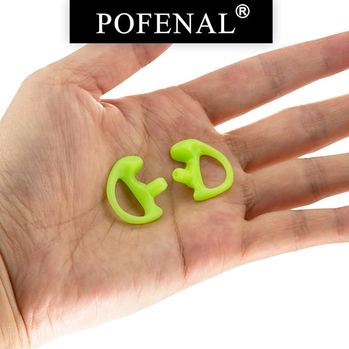 POFENAL Silicone Replacement Earmold for Motorola/Baofeng/Retavis Radios - Police Walkie Talkie & Law Enforcement Soft Earpiece Inserts (8 Pair, Green - 2L/4M/2S)