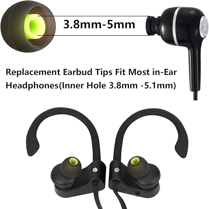 MMYQXI Silicone Replacement Earbud Tips Ear Tips Fit for in-Ear Headphones (Inner Hole 3.8mm -5.1mm) Earbud Replacement Tips 9 Pairs