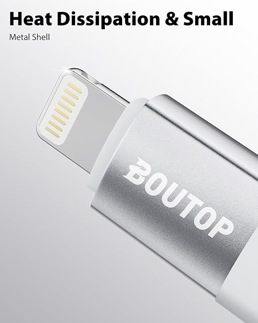 BOUTOP [MFi Certified] USB C to Lightning Adapter, Type C to Lightning Adapter Support 36W PD Fast Charging Compatible with iPhone iPad Silver -3 Pack
