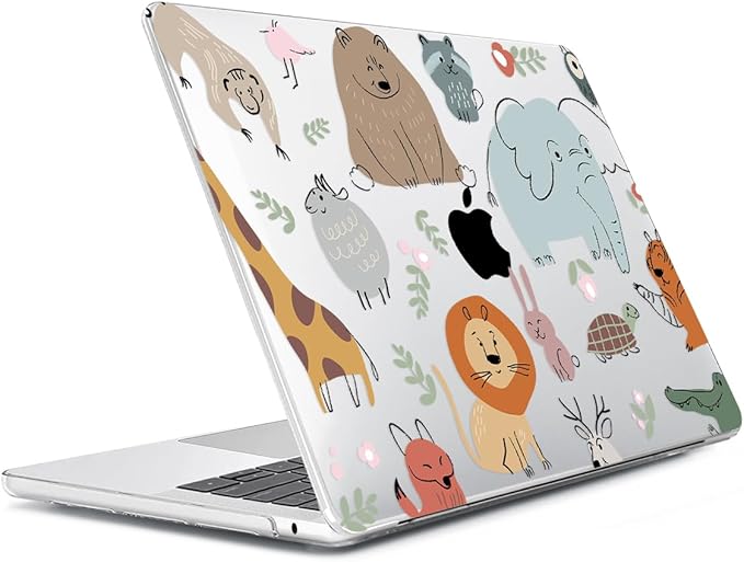 HOHAIYOO Compatible with 2026 2025-2022 MacBook Air 13 inch Case M5 A3449 M4 A3240 M3 A3113 M2 A2681, Hard Shell&Keyboard Cover&Screen Film&Webcam Cover for New M5 MacBook Air 13.6 inch, Cute Animal