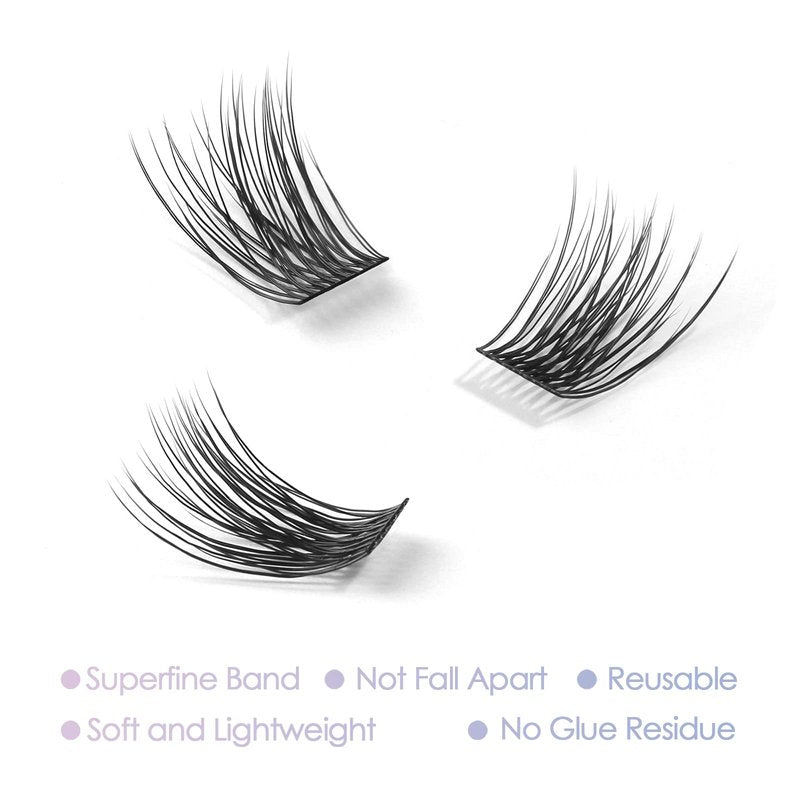 Lash Clusters, DIY Eyelash Extension, Reusable Volume Individual Lashes, Wispy Artificial Natural Look for Cluster Lashes, C Curl Lashes Pack (Volume-14mm)