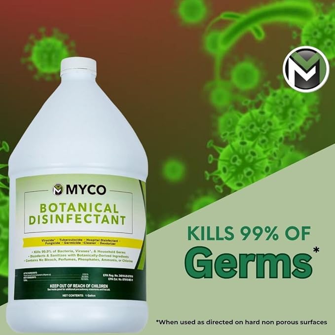 Myco Botanical Disinfectant Cleaner â Natural Plant-Based Ready-to-Use EPA-Registered Disinfectant Spray for Mold, Mildew, Germs, Bacteria & Viruses â Safe for Home & Commercial Use, 4 Gallon