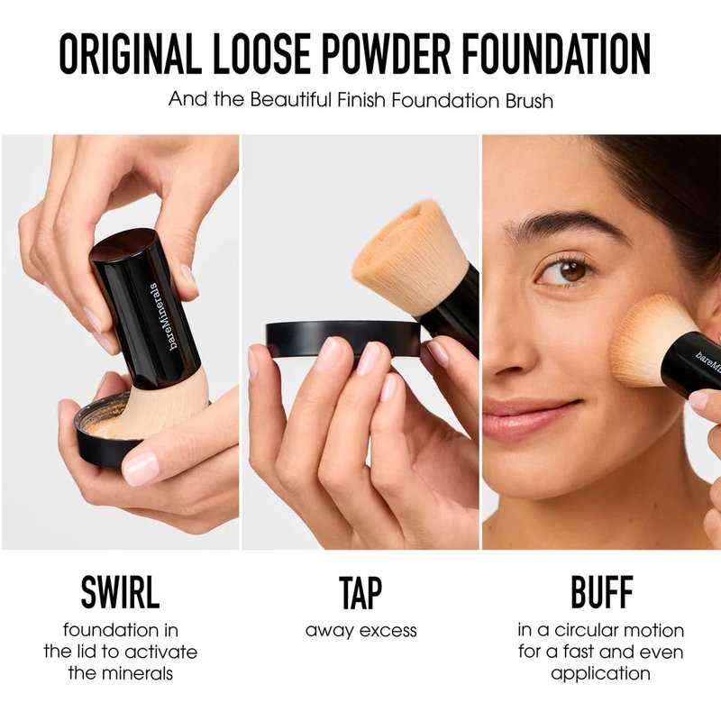 bareMinerals Deluxe Original Loose Mineral Foundation SPF 15 - Holiday Limited Edition Size $88 value – Golden Beige, Vegan, Cruelty-Free & Dermatologist-Tested