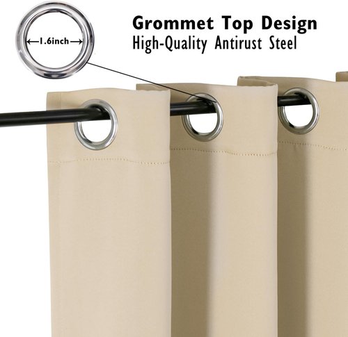 ChrisDowa Blackout Curtains - Thermal Insulated Room Darkening Panels, 80 Inches Long, Biscotti Beige (Set of 2)