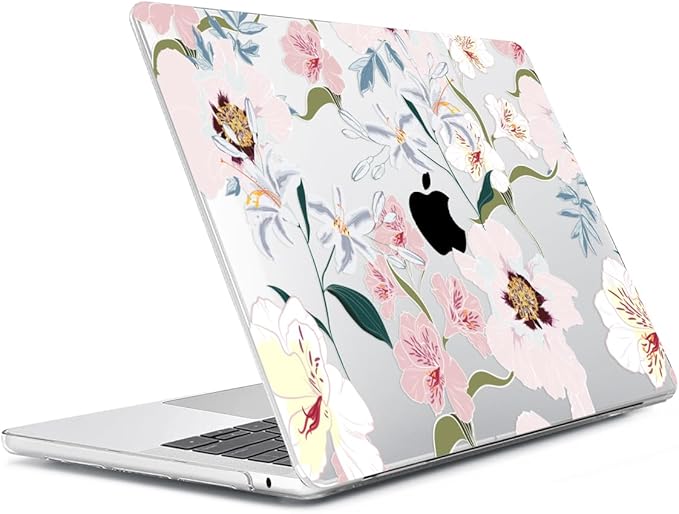 HOHAIYOO Compatible with MacBook Air 13.6 inch Case 2026 2025 2024-2022 Release M5 A3449 M4 A3240 M3 A3113 M2 A2681 with Touch ID, Hard Shell Case&Keyboard Cover&Screen Film&Webcam Cover, Pink Floral