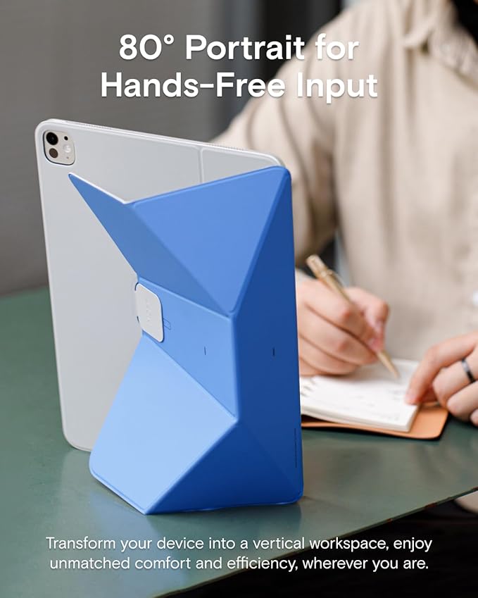 MOFT Dynamic Folio Case for iPad Pro 12.9" (6th 2022 | 5th 2021 | 4th 2020), Slim Magnetic Stand Case with 20+ Viewing Angles, Auto Wake/Sleep, Ultra Thin, Panna Cotta x Faded Jeans