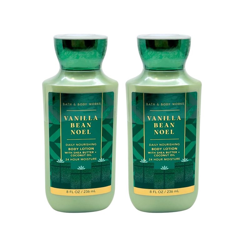 Bath & Body Works VANILLA BEAN NOEL Body Lotion Gift Set with a Blue Bow for Holiday & Gifts - Pack of 2 (2023 Edition)
