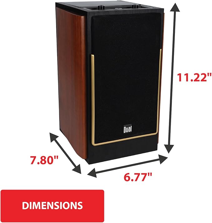 Dual Electronics LUHSL20B Cherrywood & Black 2-Way Bookshelf Speakers with Smart Speaker Dock | Class-D Amplifier | Bluetooth | Home, PC | Loud & Deep Bass | Wireless Remote Control | Sold in Pairs