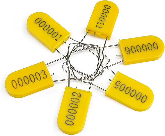 LeadSeals 1000PCS Plastic Padlock Security Seals Metal Wire Padlocks Electric Meter Seal Disposable Anti-Tamper Lock Numbered Anti Tamper Tag Hasps Yellow