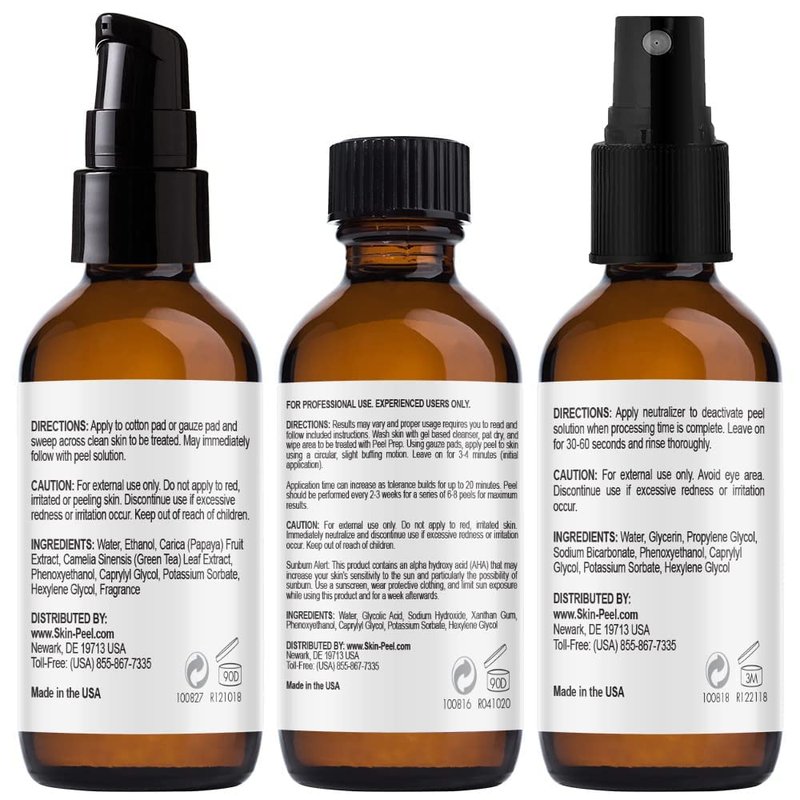 MedPeel Glycolic Acid 50% Essential Peel Kit, Includes: Prep, Neutralizer, Medium Strength Chemical Face Peel, Minimize Fine Lines, Wrinkles, Dark Spots, All Skin Tones, 1oz/30ml (Kit of 3)