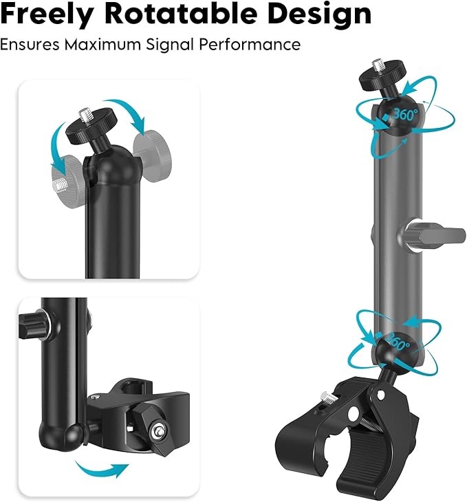 XLTTYWL 2025 Starlink Mini Pole Mount Kit, Aluminum Mini Starlink Tripod Adapter with 1/4"-20 & 3/8"-16 Thread and Adjustable Clamp Bracket for Star Link Mini X Dishy RV, Camper, Roof Rack, Balcony