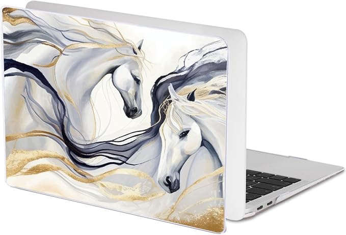 LCMOCICO Compatible with 2021 2020 2019 2018 MacBook Air 13 inch Case M1 A2337 A2179 A1932 Retina Display Touch ID, Crystal Clear Pattern Plastic Hard Shell Case for Mac Air 13 M1 2021, Unique Horse