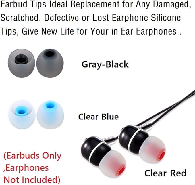 CYADCI 9 Pairs Earbuds Replacement Tips SML, Soft Comfortable Silicone Earbud Tips Fit Most Inner Hole 3.8mm -5.1mm Headphones