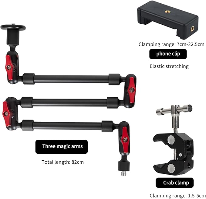 GOINWAVE Magic Arm Camera Mount, 32" Aluminum Articulating Arm with Desk Clamp & Standard 1/4" Screw, Heavy Duty Overhead Phone Mount for Video Recording, Live Streaming, Vlogging