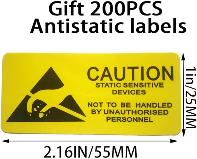 Daarcin 200pcs Anti Static Bags,ESD Bags 3.93X5.9in/10X15cm Resealable for SSD HDD with 200pcs Labels,Translucent Antistatic Bag for Varieties of Electronic Device