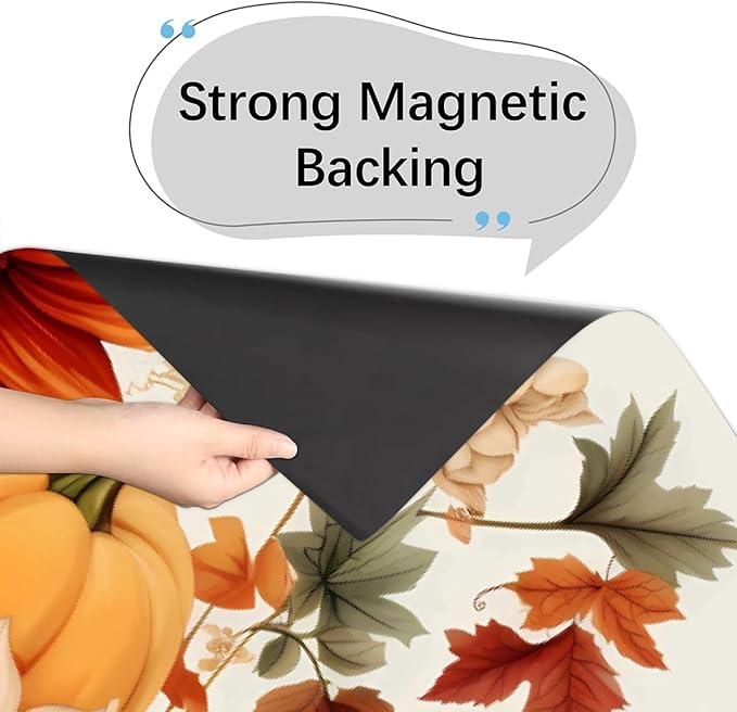 Dishwasher Magnet Cover Fall Pumpkins Flower Leaves Reusable Dishwasher Magnetic Cover Sticker Decorative Dish Washer Door Cover Panel for Home Kitcen Appliance, 21x26 in