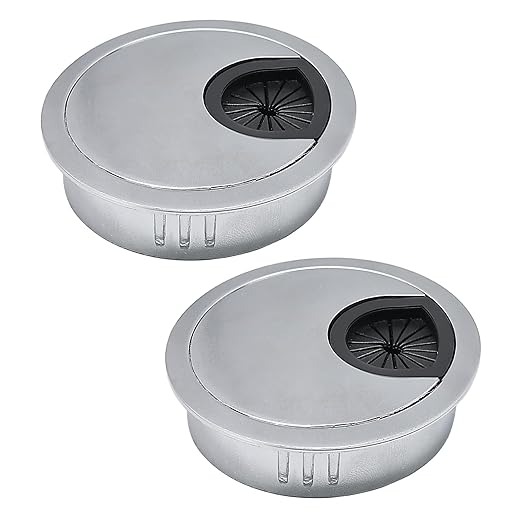 EASYEAH 2 Pcs Desk Grommet 2" / 50 mm, Desk Cord Hole Cover, Cable Grommet Metal Zinc Alloy Materilal, Desk Hole Grommet for Home & Office Pc, Detachable Cable Cord Organizer-Matte Silver