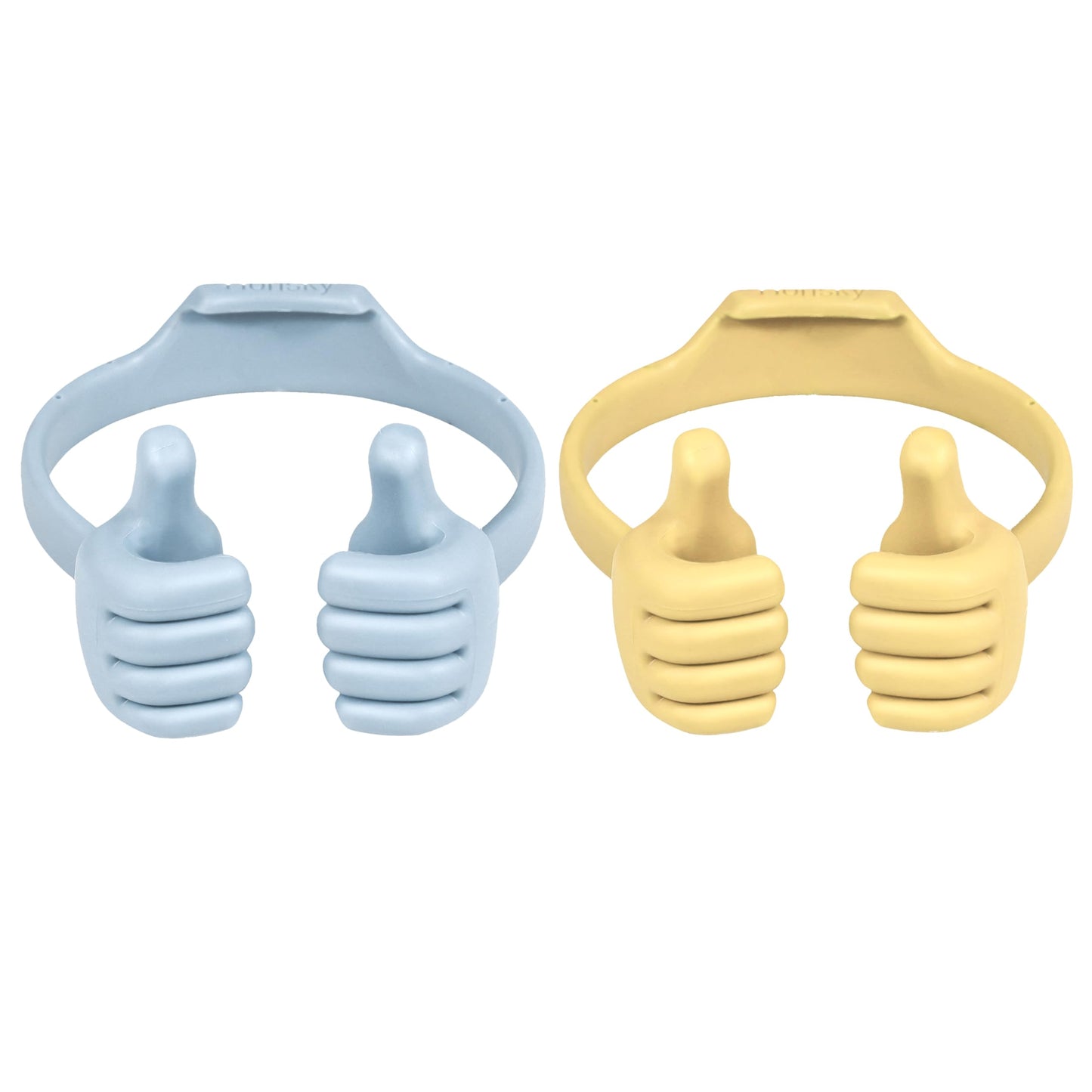 Honsky Thumbs up Cell Phone Stand Holder, Ok Stand Tablet Stand Cradle for Desk Desktop Smartphone Cellphone Mobile Phone Tablets - Universal Adjustable Flexible - Light Blue/Light Yellow