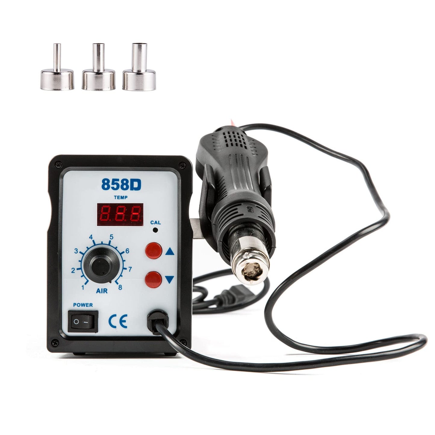 CREWORKS 858D Rework Station, 110V SMD Soldering Rework Station with Hot Air Heat Gun Set, LED Digital Temperature Display Screen Electric Desoldering Welding Iron Kit for Electronics Repairing