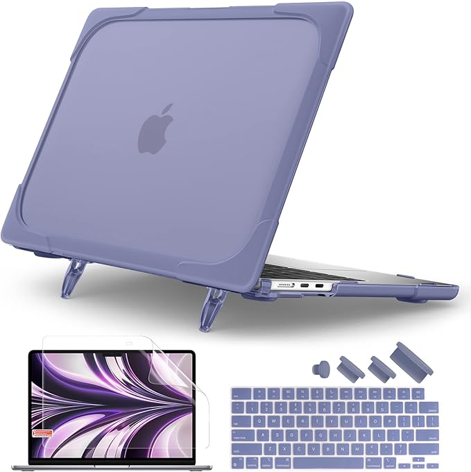 Batianda FlexStand Heavy Duty Case for MacBook Air 13.6 inch, Lavender Grey