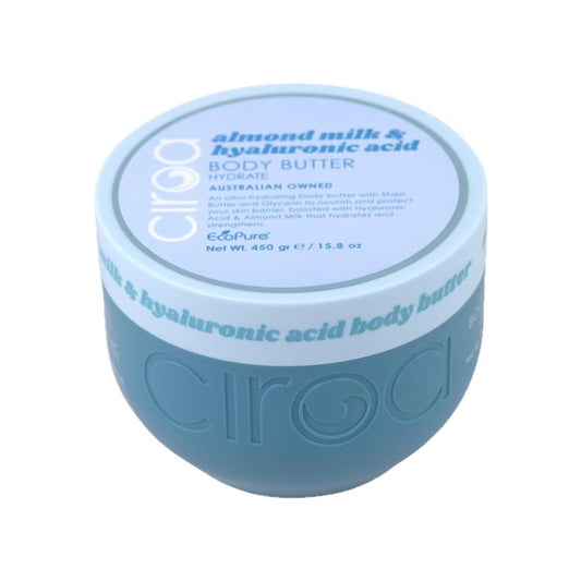 Ciroa Ultra-Hydrating Body Butter - Shea Butter & Glycerin | Almond Milk & Hyaluronic Acid, 15.8 oz