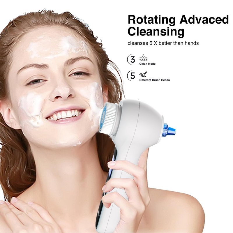 UMICKOO 3 in 1 Facial Cleansing Brush & Blackhead Remover, Rechargeable Face Scrubber with LCD Screen, IPX7 Waterproof, Deep Pore Cleaning, Exfoliating & Massaging for All Skin Types