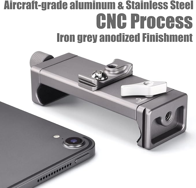 SHINEWEE Full Metal Tablet Tripod Holder - Compatible with iPad mini/Air/Pro | 1/4" Screw & Arca-Swiss Dovetail Mounts | Universal Tablet Clamp Adapter