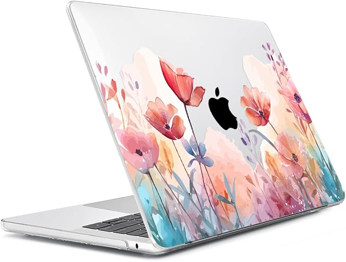 HOHAIYOO Compatible with MacBook Air 13.6 inch Case 2026 2025 2024-2022 Release M5 A3449 M4 A3240 M3 A3113 M2 A2681 with Touch ID, Hard Shell&Keyboard Cover&Screen Film&Webcam Cover, Garden Floral