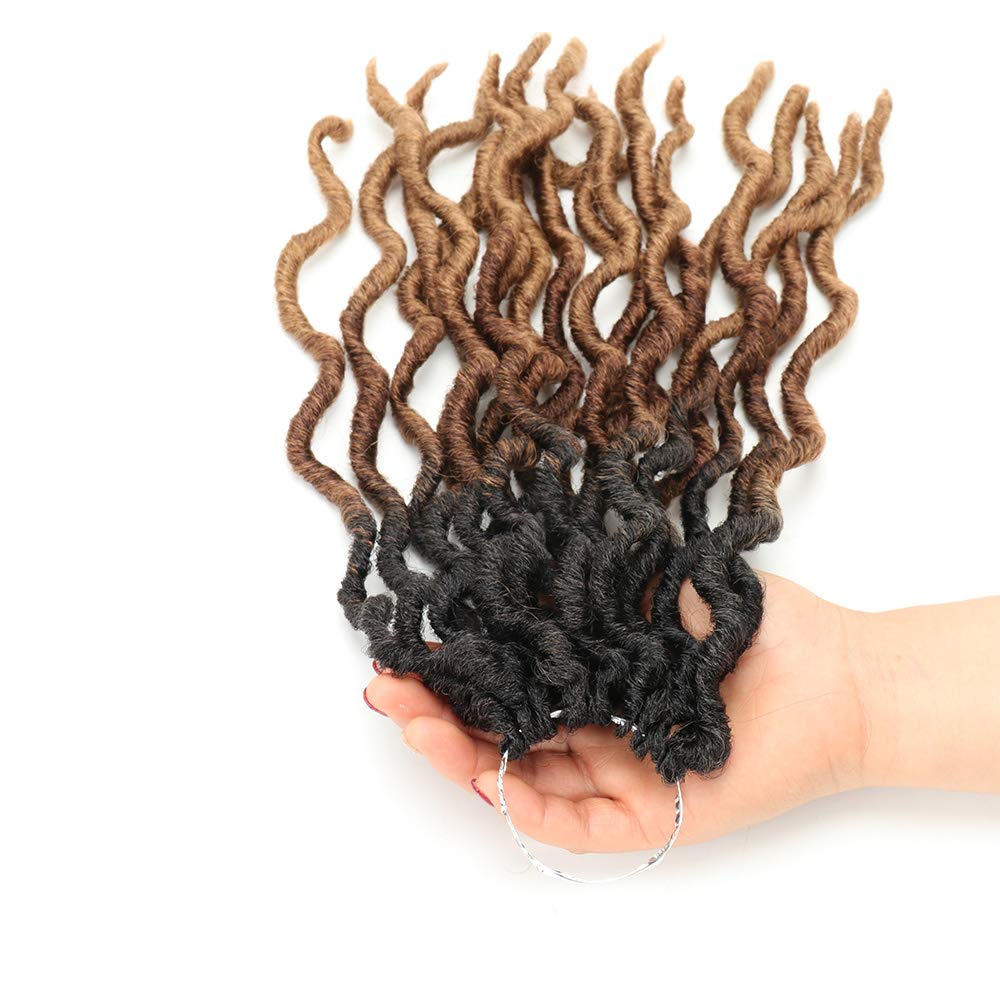 Eliza 14 Inch Wavy Gypsy Locs Ombre Red Soft Locs Crochet Hair 6 Packs Goddess Faux Locs Crochet hair African Roots Synthetic Braiding Hair Extensions for Black Women(14",6Packs, OM3T430)